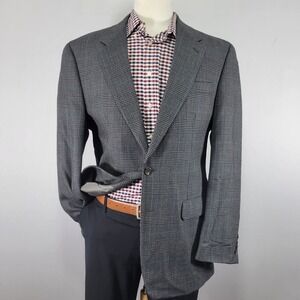 Lauren Ralph Lauren Men's Sport Coat Blazer Two Button Gray Plaid Wool Size 42L‎